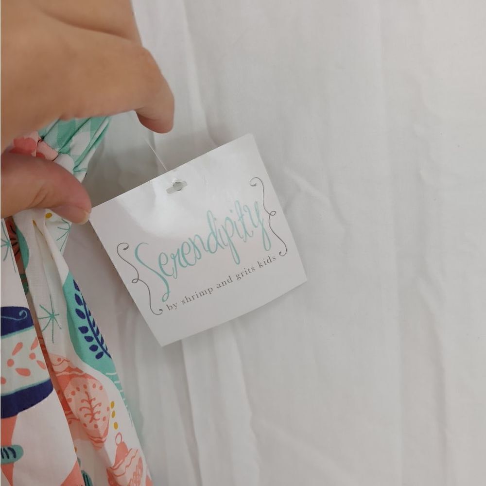 Nwt Serendipity Shrimp & Grits Ornament Christmas Halter Apron Dress Girls Size — image 4 of 7